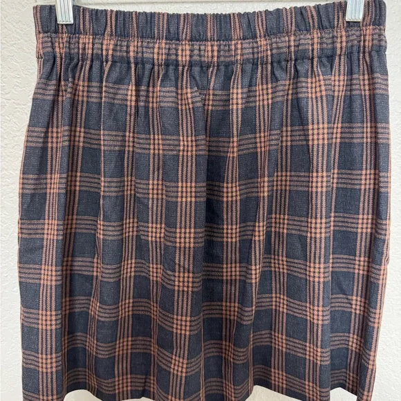 Madewell Double Breasted Plaid Brown and Black Women's Mini Skirt - Picture 4 of 5